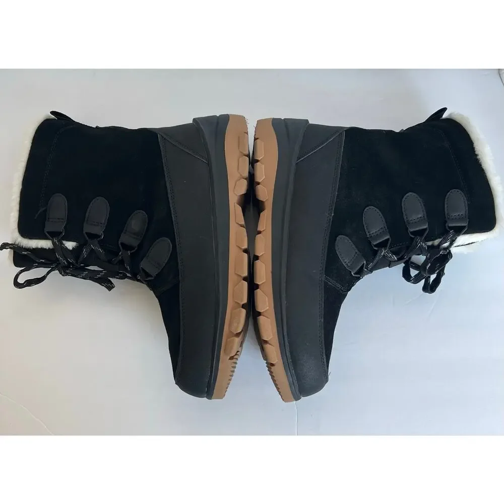 Universal Thread Black Leather Faux Fur Waterproof‎ Ankle Winter Snow Boots 7W